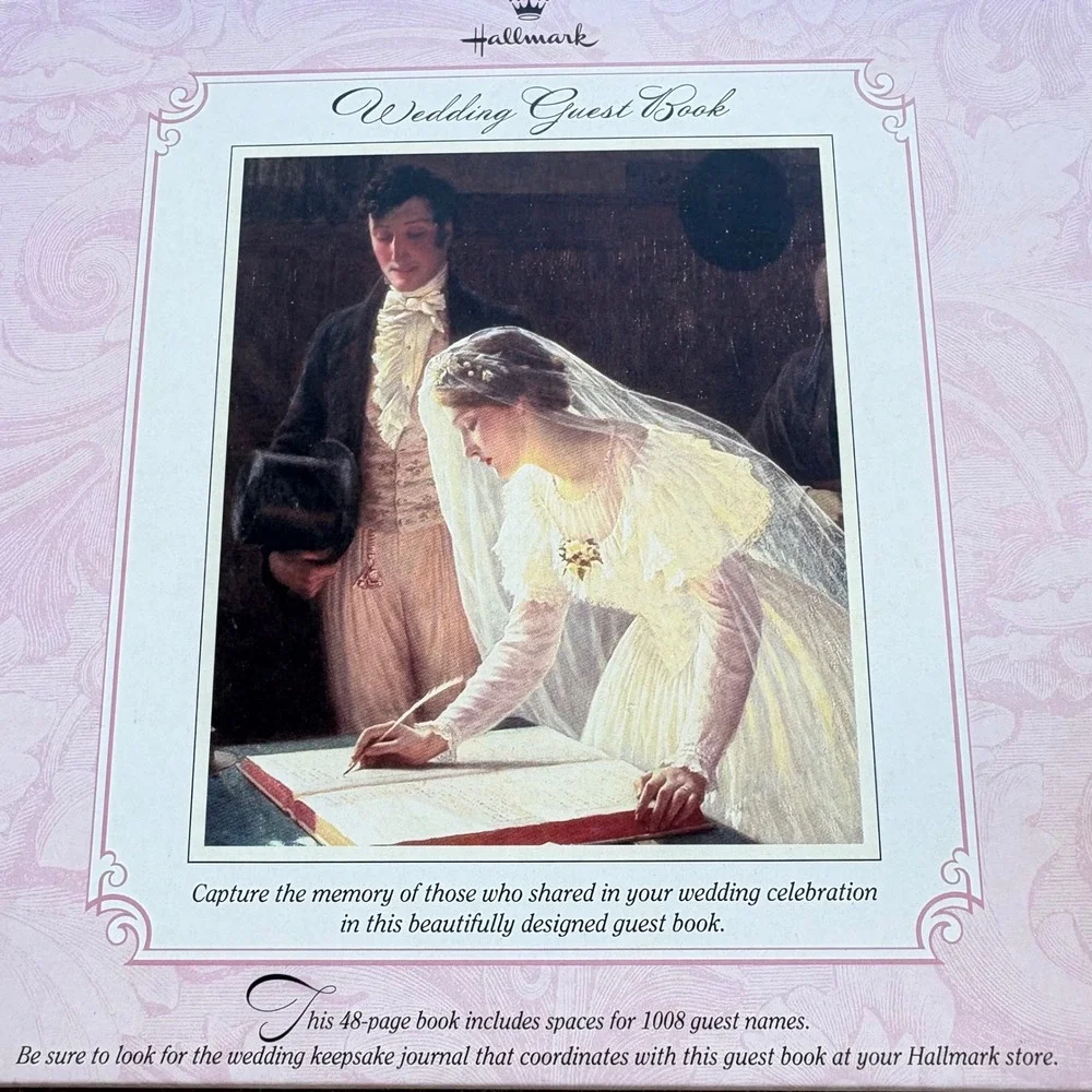 Hallmark Wedding Guest Book Pink Damask Fine Art Signing the Register WCA2403